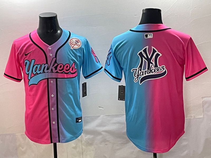 Men 2025 New York Yankees Blank Blue pink Game Nike MLB Jersey style 0019->new york yankees->MLB Jersey